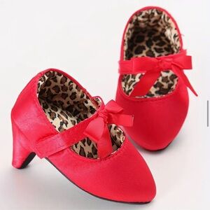 Stylish Red Baby Infant Soft Mary Jane Heeled Crib Shoes with Bow